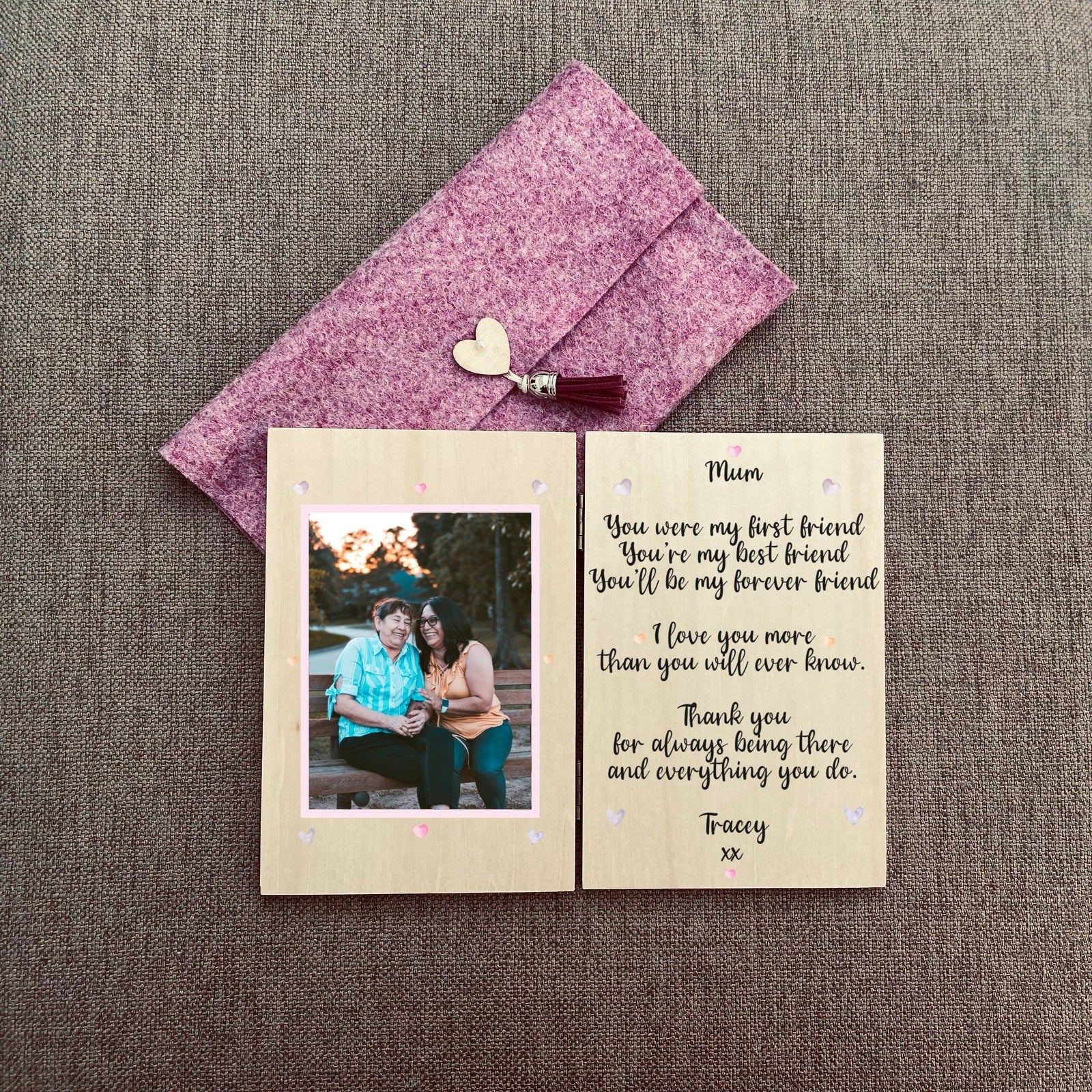 Wooden Mothers Day Card - Tulips