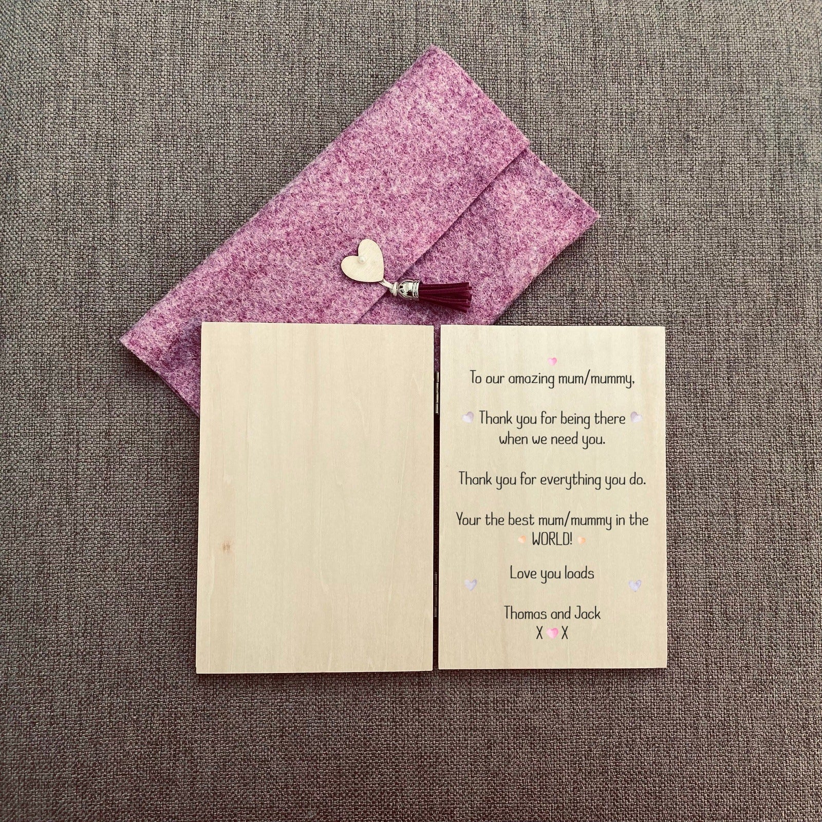 Wooden Mothers Day Card - Floral Typewriter