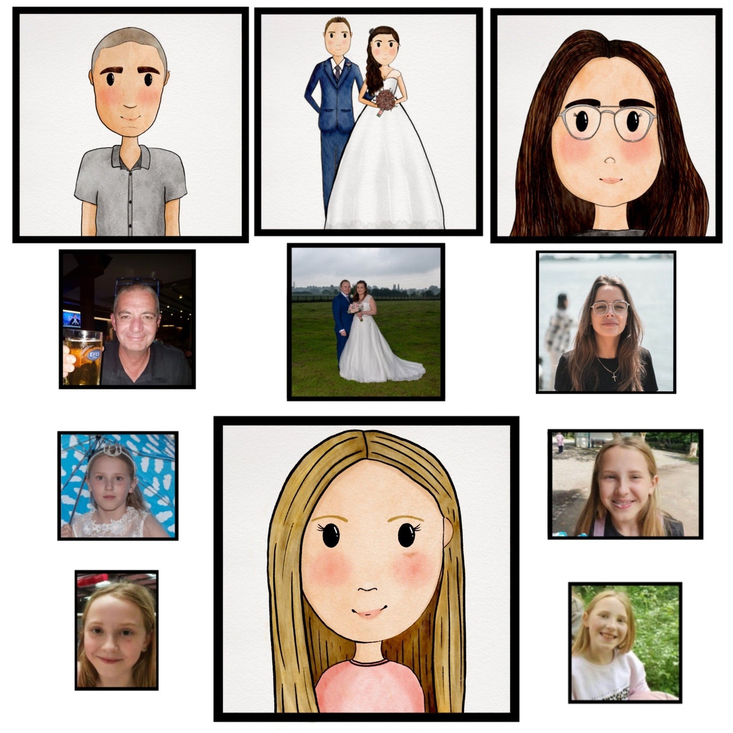 Custom Family Cartoon Drawing Illustration Service