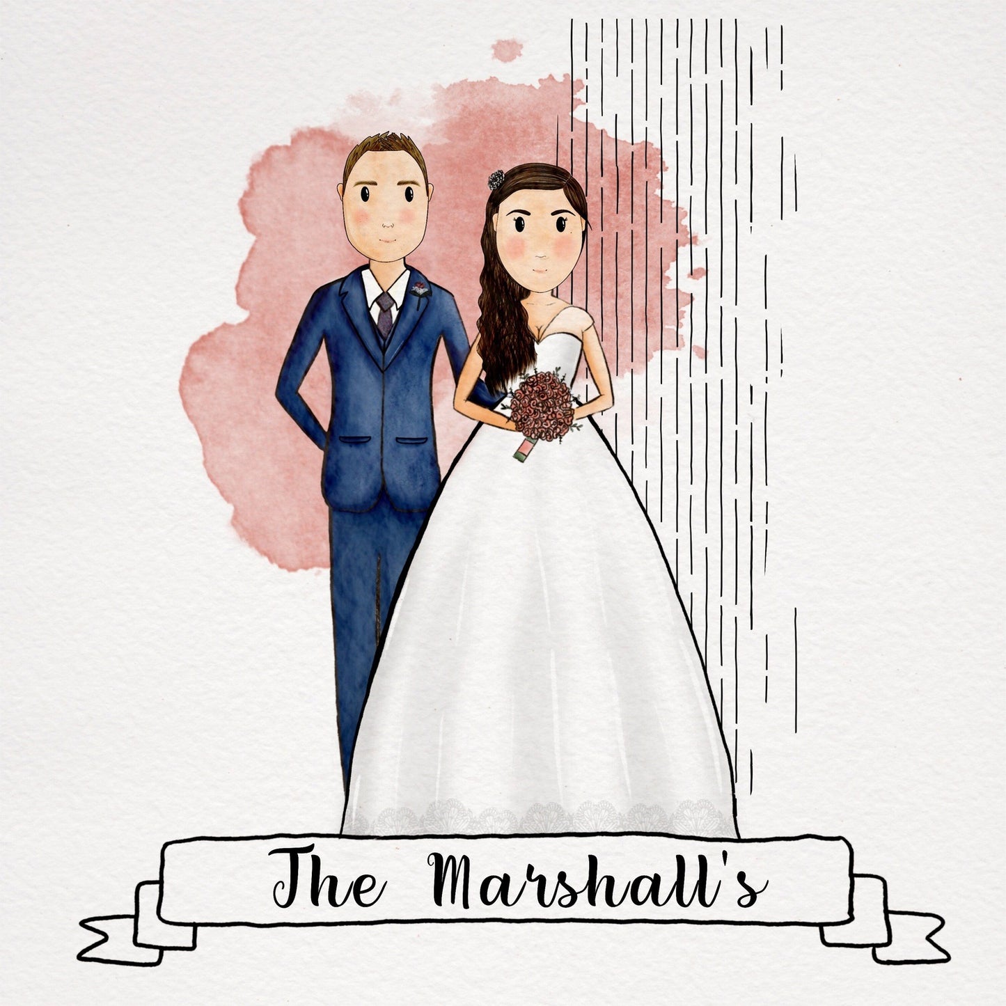 Custom Family Cartoon Drawing Illustration Service