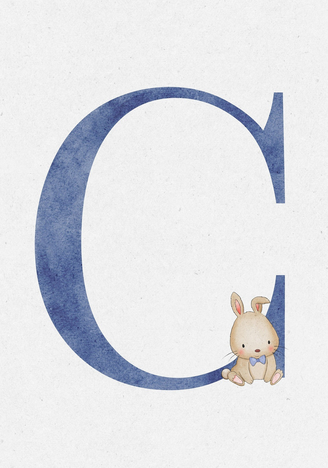 Rabbit Watercolour Initial Print