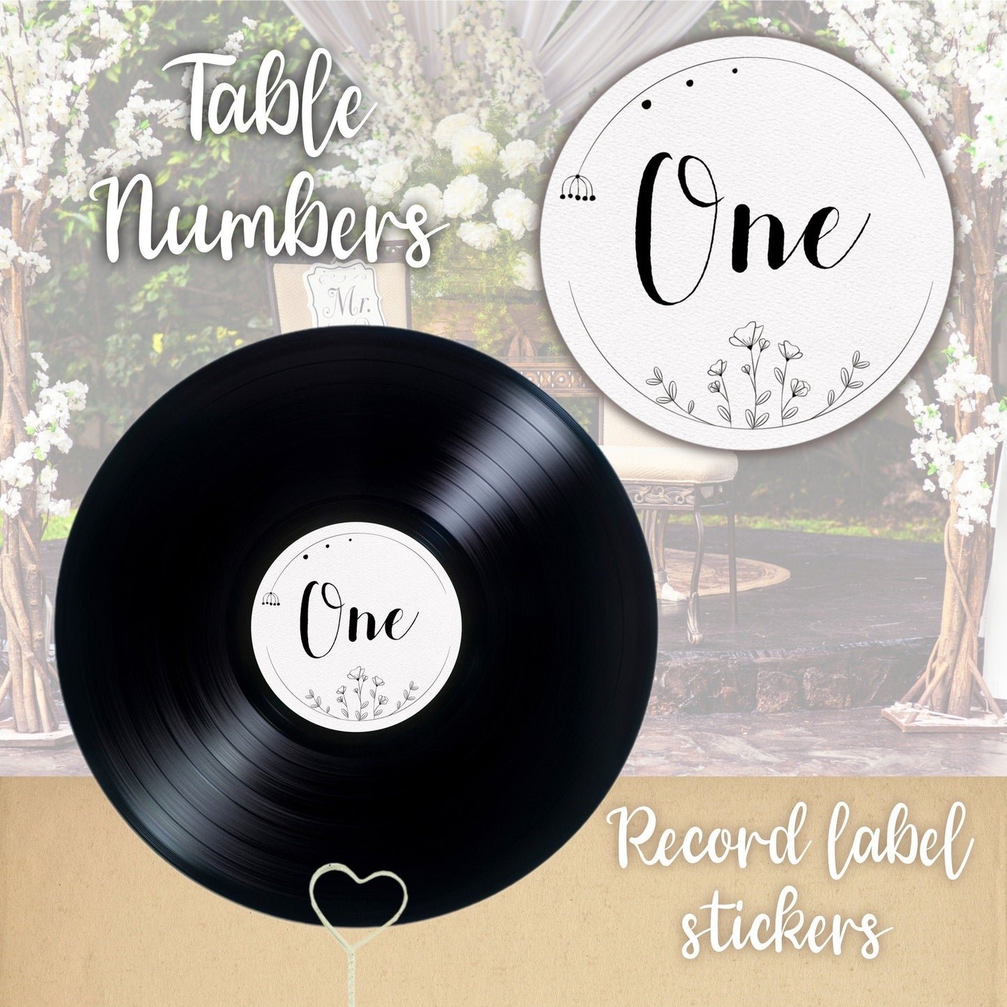 Custom Vinyl Record Label Table Numbers