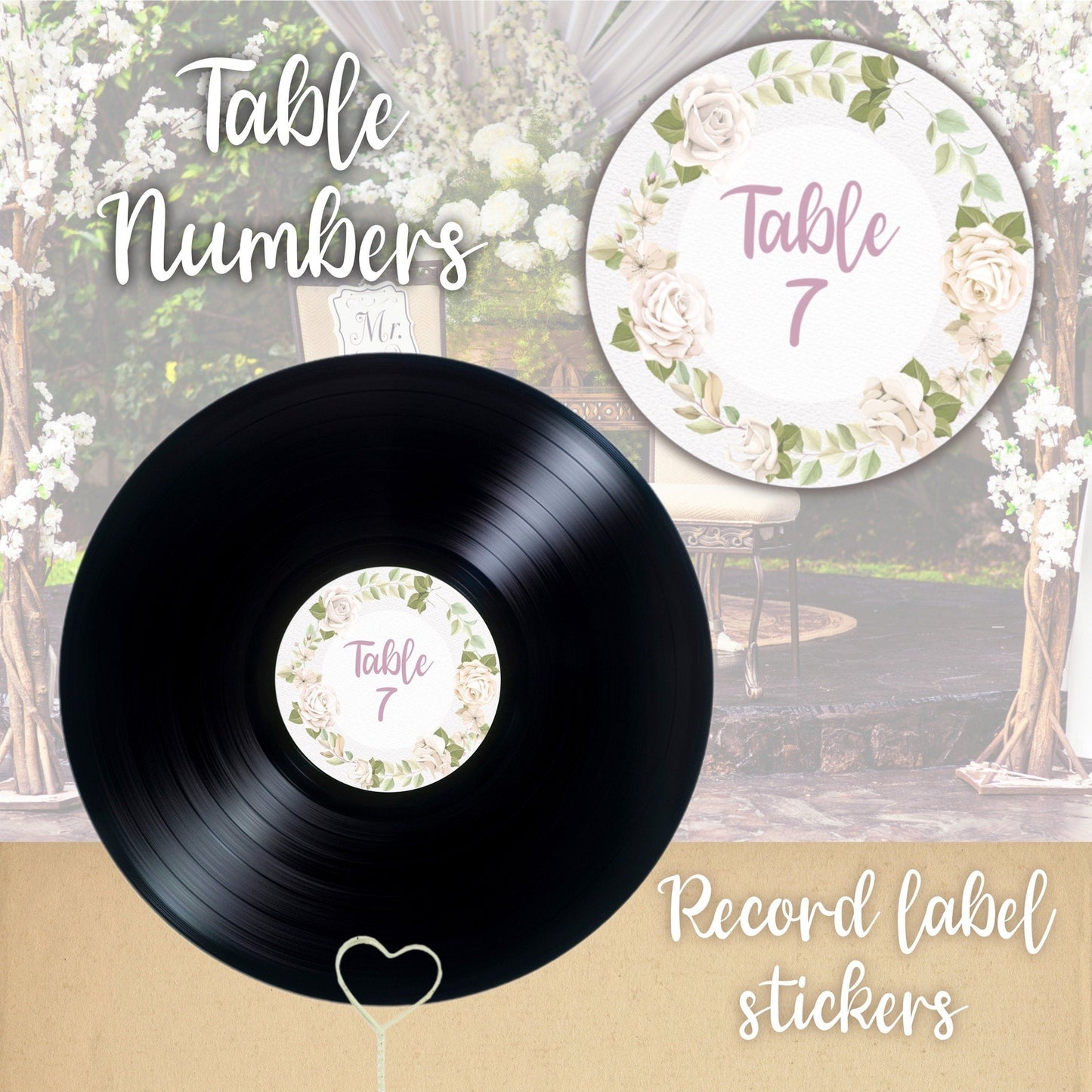 Custom Vinyl Record Label Table Numbers