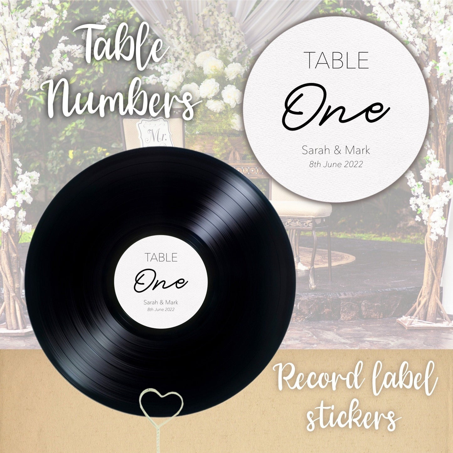 Custom Vinyl Record Label Table Numbers