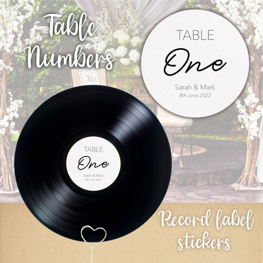 Custom Vinyl Record Label Table Numbers