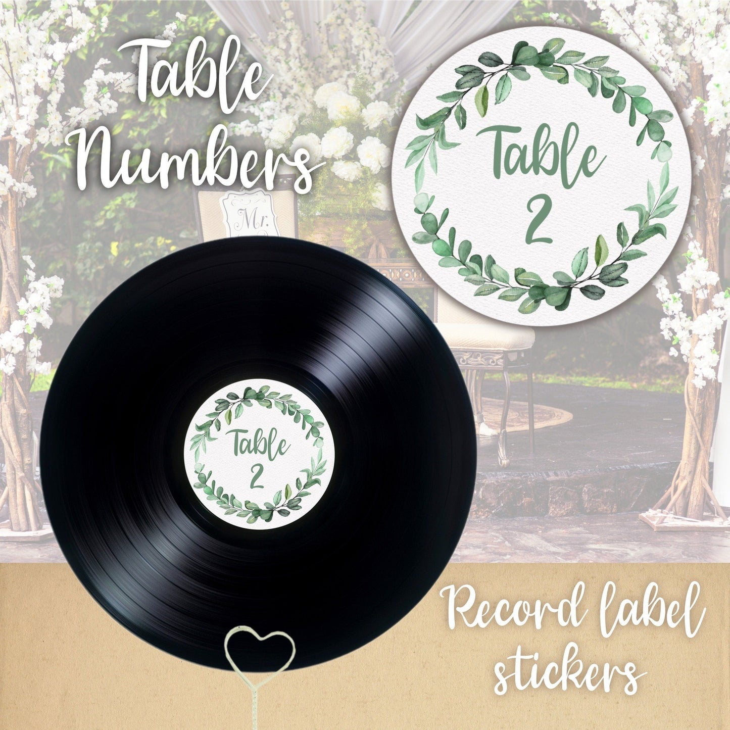 Custom Vinyl Record Label Table Numbers
