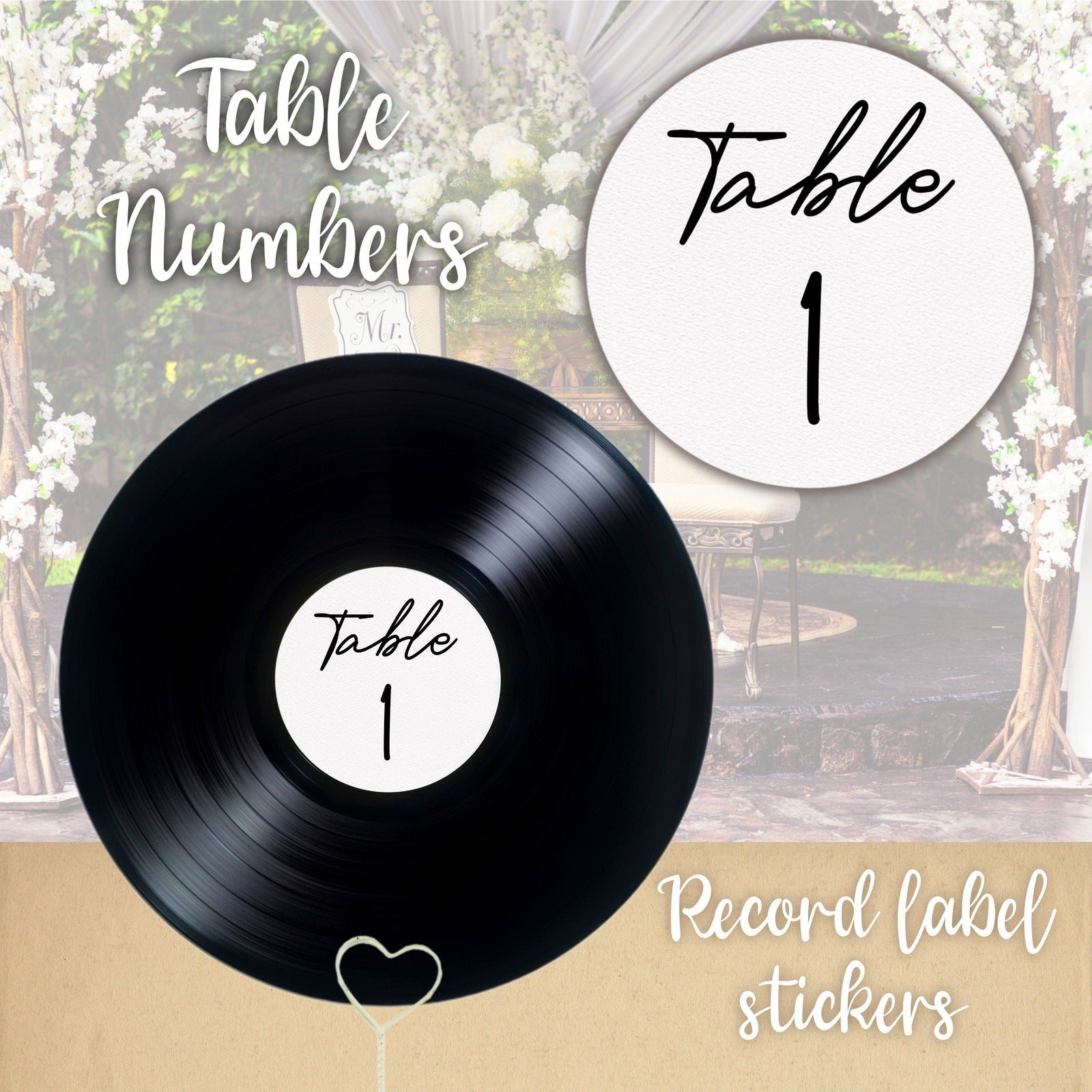 Custom Vinyl Record Label Table Numbers