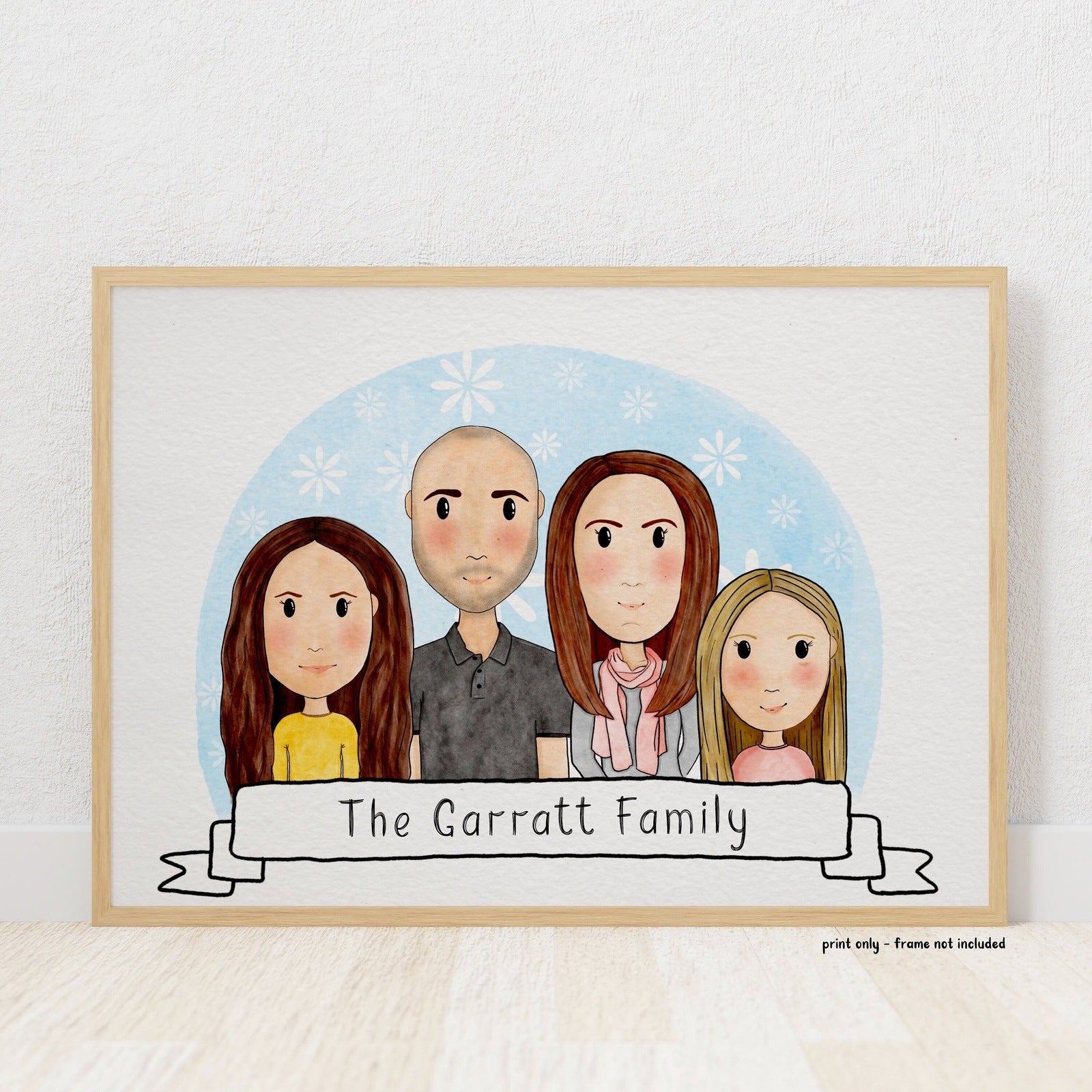 Custom Family Cartoon Drawing Illustration Service