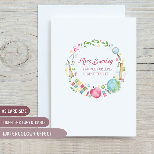 Floral Wreath Teacher Thank You Card