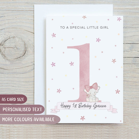 1st Birthday Elephant Card