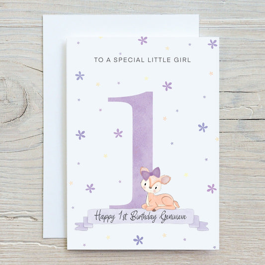 1st Birthday Deer Card