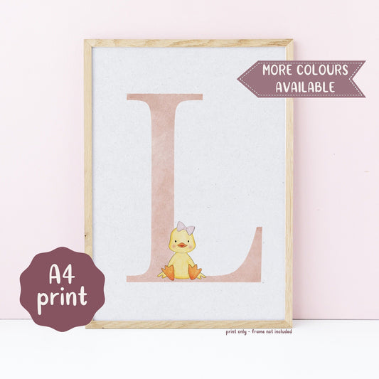 Duck Watercolour Initial Print