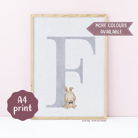 Rabbit Watercolour Initial Print