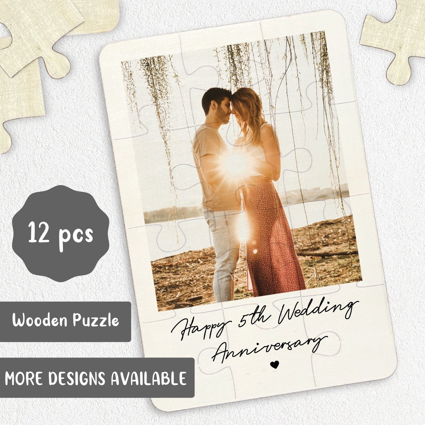 5 Year Wedding Anniversary Wooden Jigsaw Puzzle
