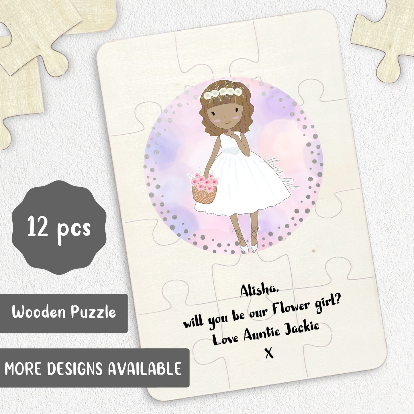 Will you be my Flower Girl? Wooden Jigsaw Puzzle