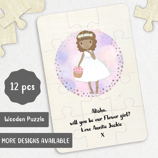 Will you be my Flower Girl? Wooden Jigsaw Puzzle