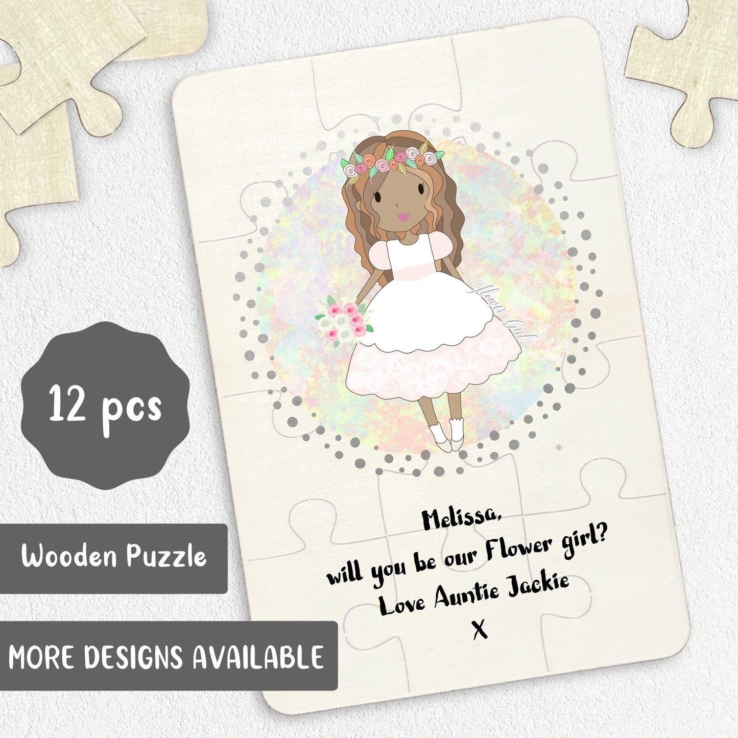 Will you be my Flower Girl? Wooden Jigsaw Puzzle