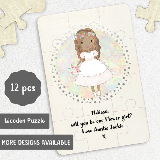 Will you be my Flower Girl? Wooden Jigsaw Puzzle
