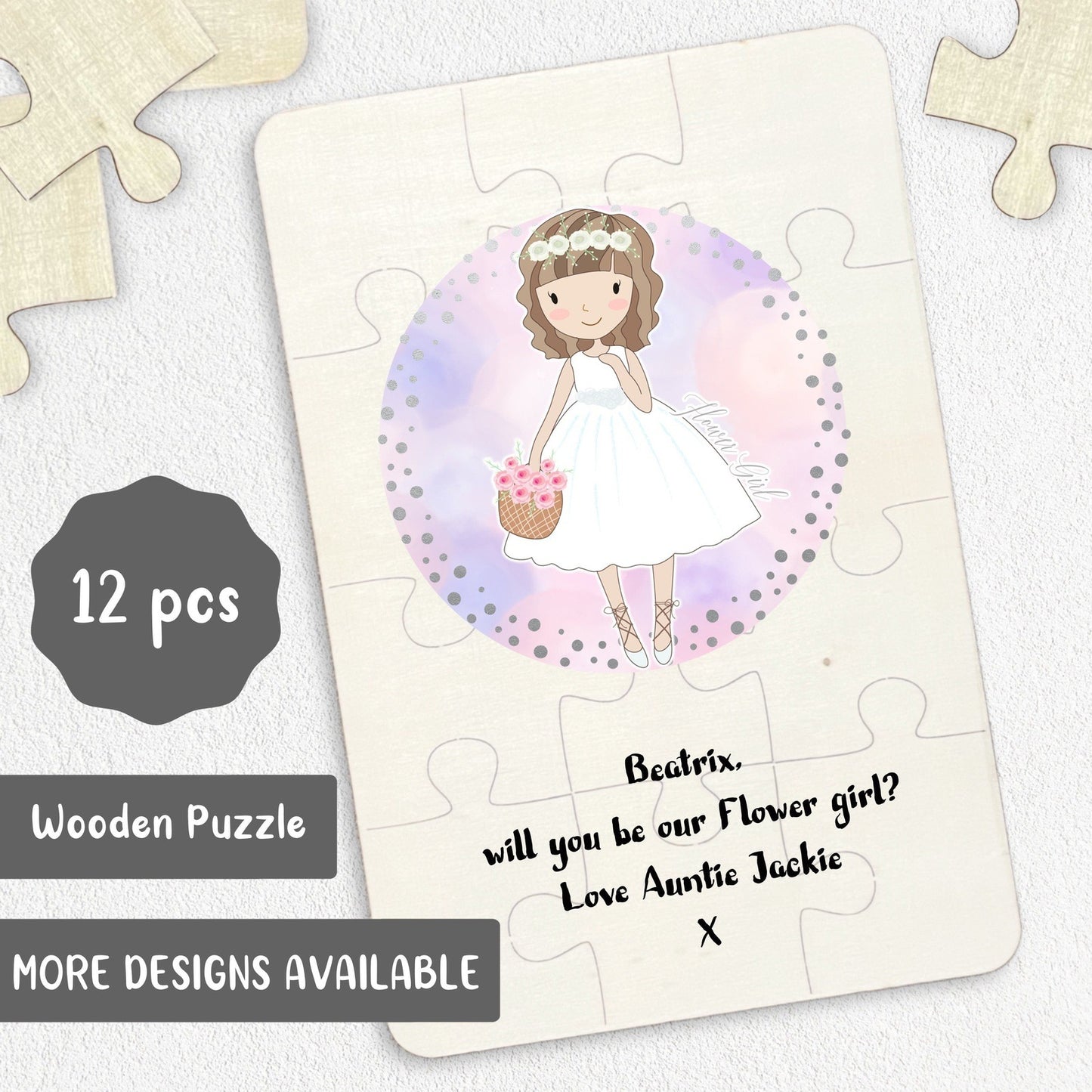 Will you be my Flower Girl? Wooden Jigsaw Puzzle