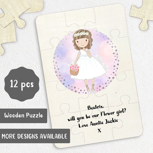 Will you be my Flower Girl? Wooden Jigsaw Puzzle
