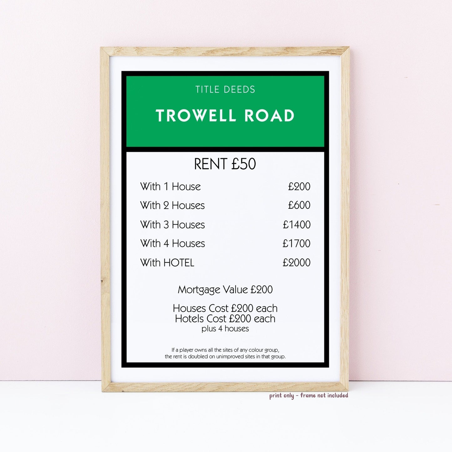Personalised Monopoly Property Print