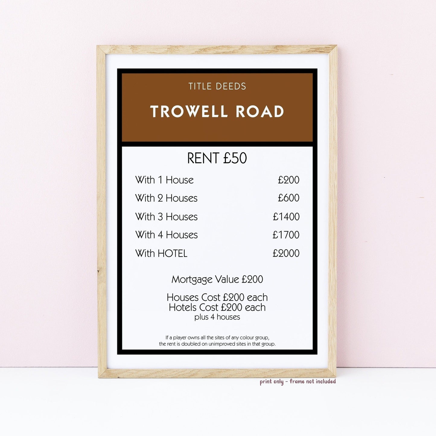 Personalised Monopoly Property Print