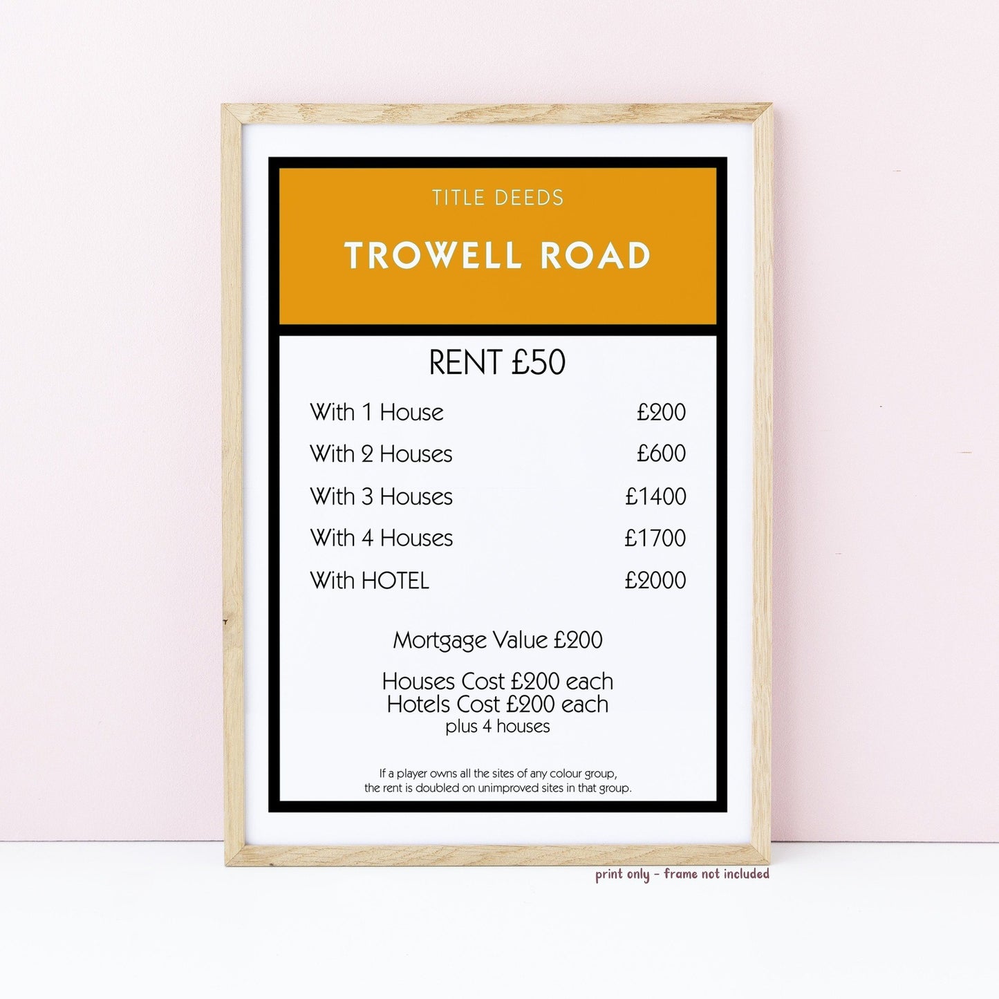 Personalised Monopoly Property Print