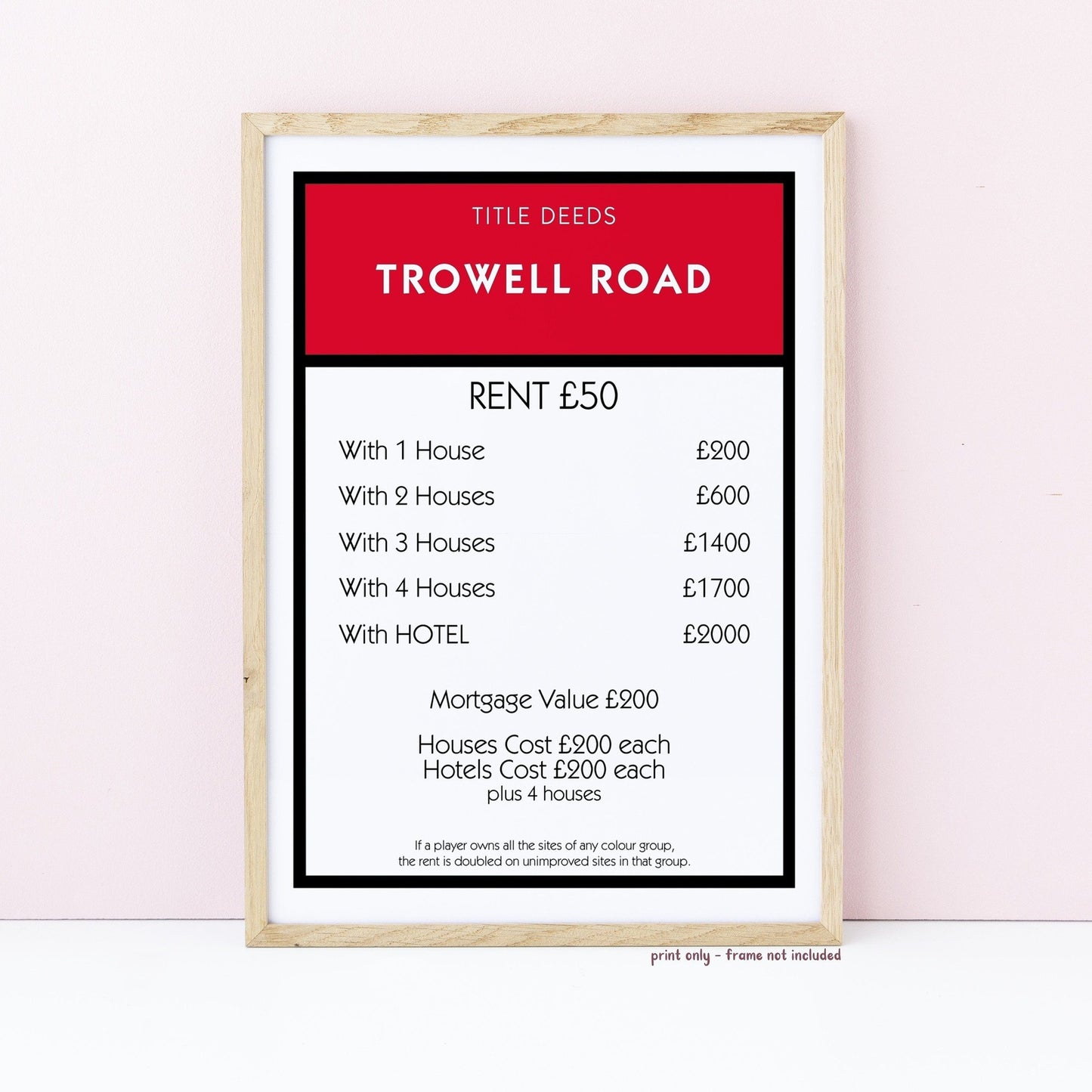 Personalised Monopoly Property Print