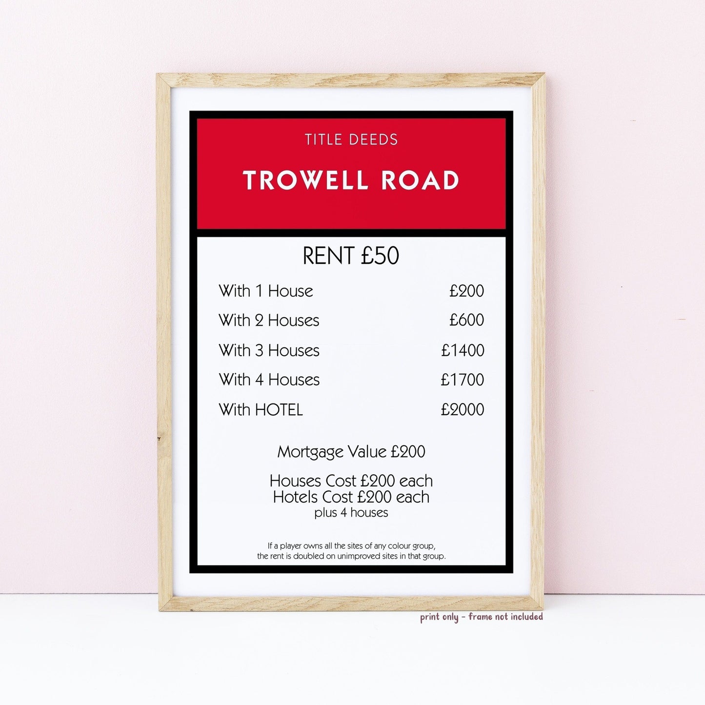 Personalised Monopoly Property Print