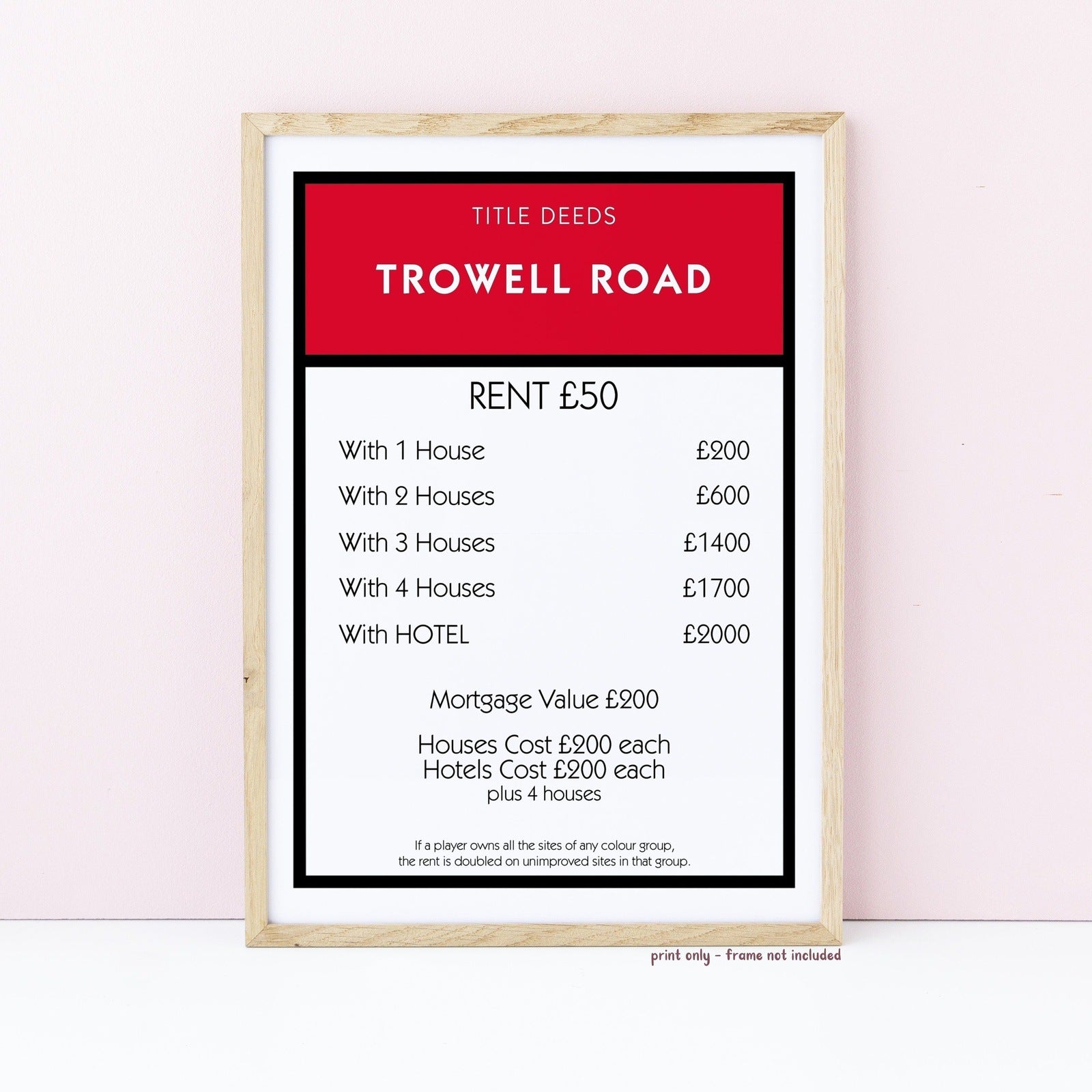 Personalised Monopoly Property Print