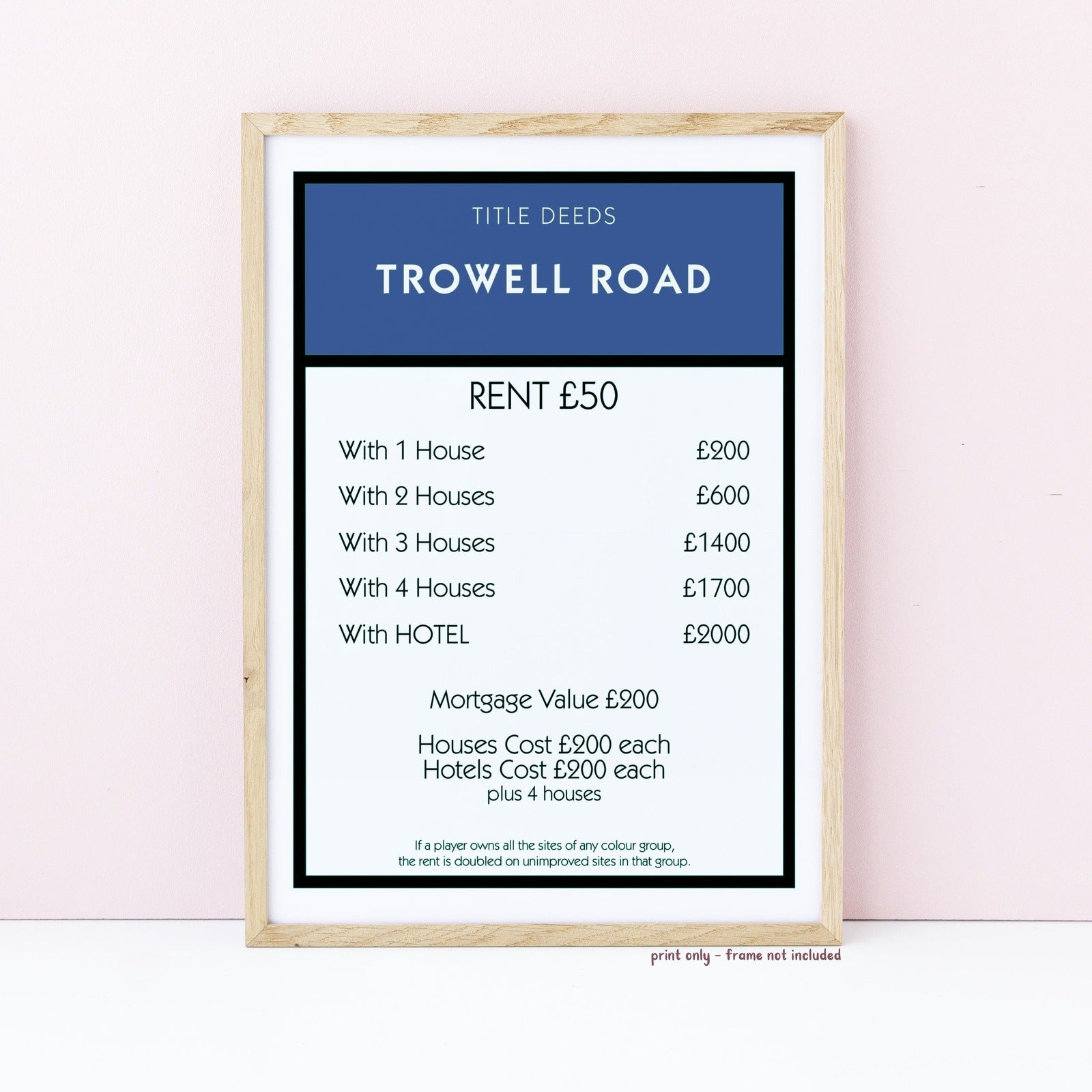 Personalised Monopoly Property Print