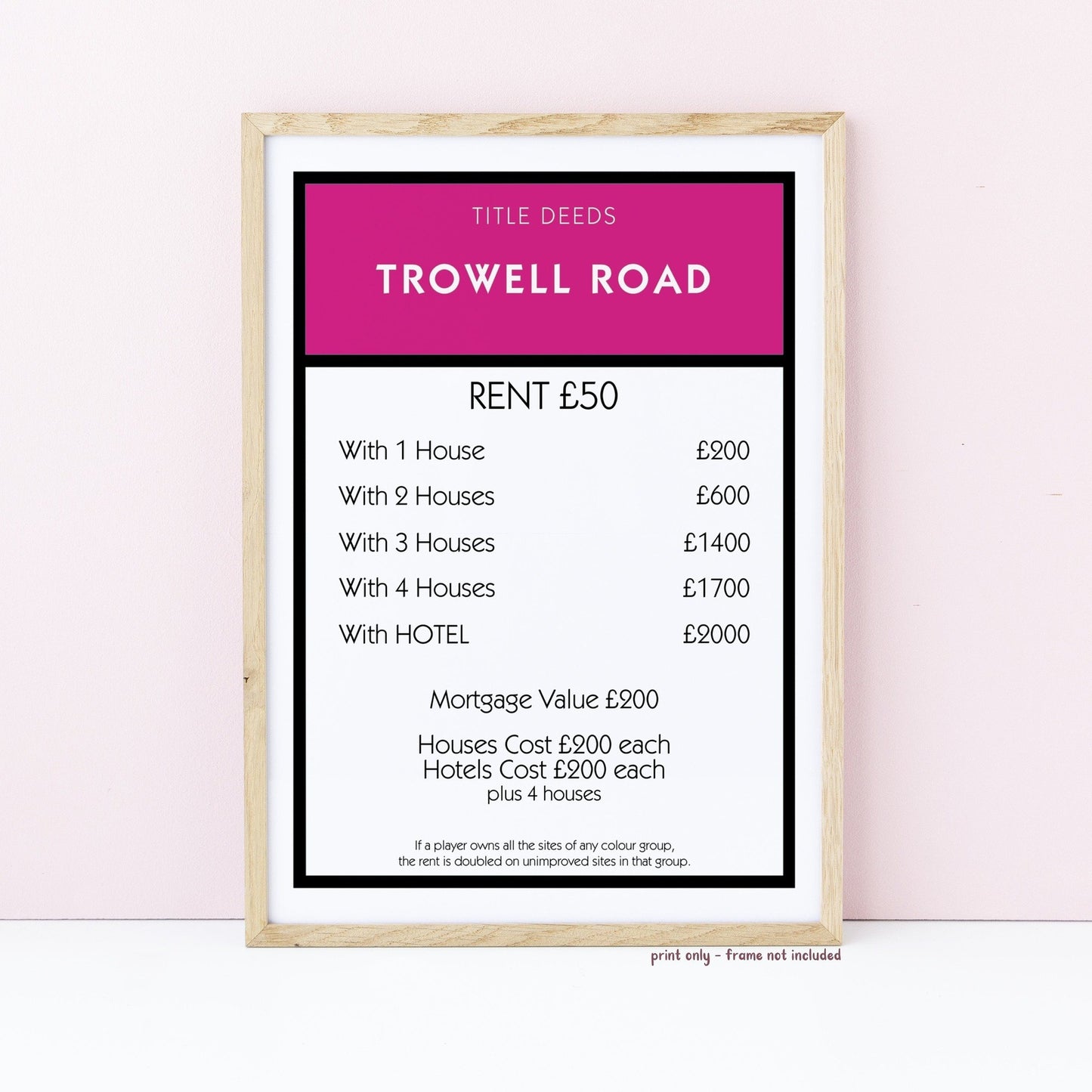 Personalised Monopoly Property Print