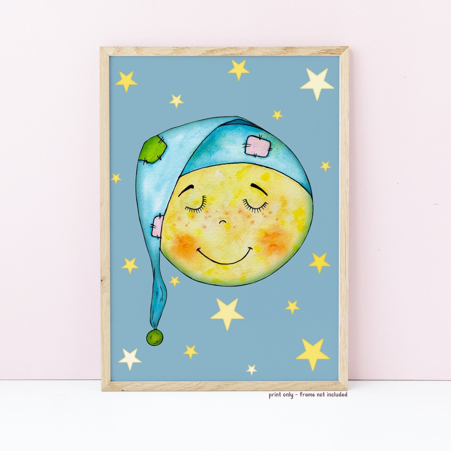 Sleepy Moon Wall Print