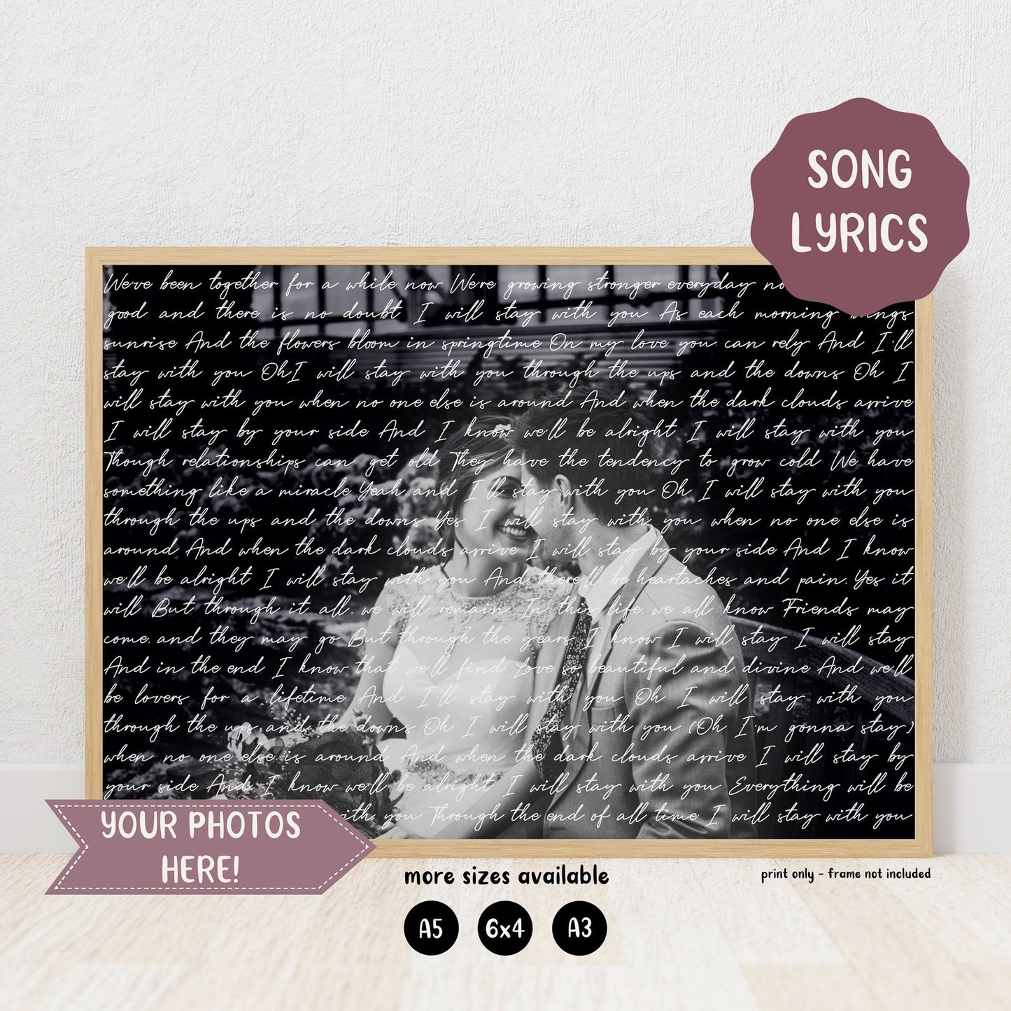 Personalised Photo & Song Lyric Wall Art