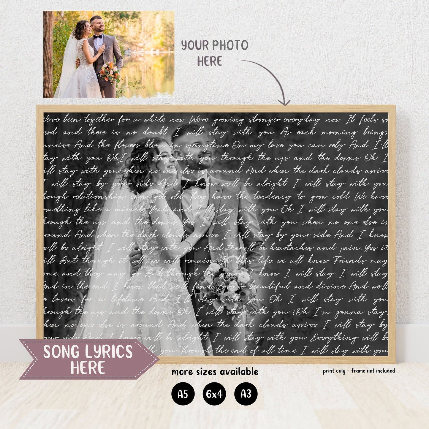 Personalised Photo & Song Lyric Wall Art