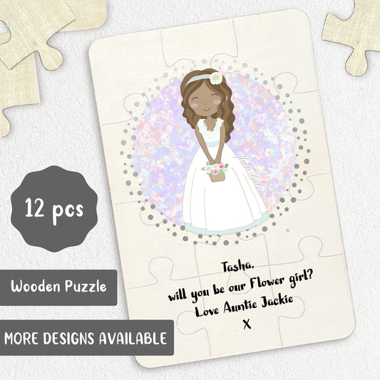 Will you be my Flower Girl? Wooden Jigsaw Puzzle