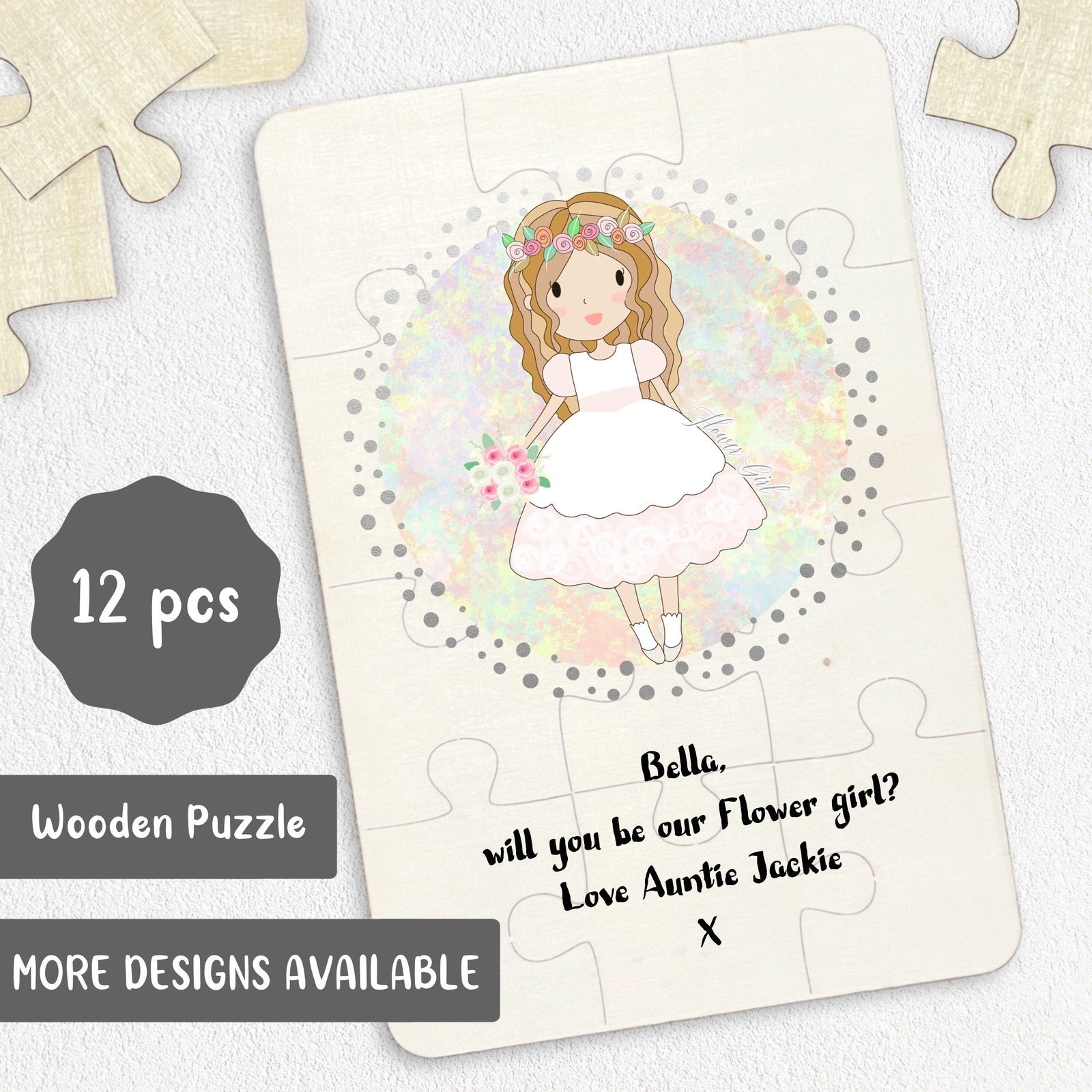 Will you be my Flower Girl? Wooden Jigsaw Puzzle