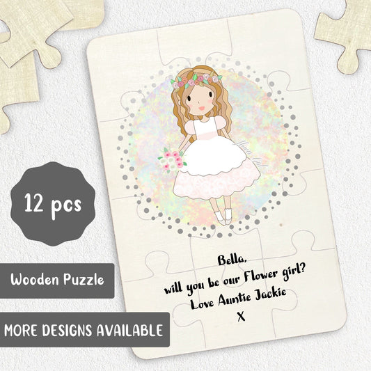 Will you be my Flower Girl? Wooden Jigsaw Puzzle