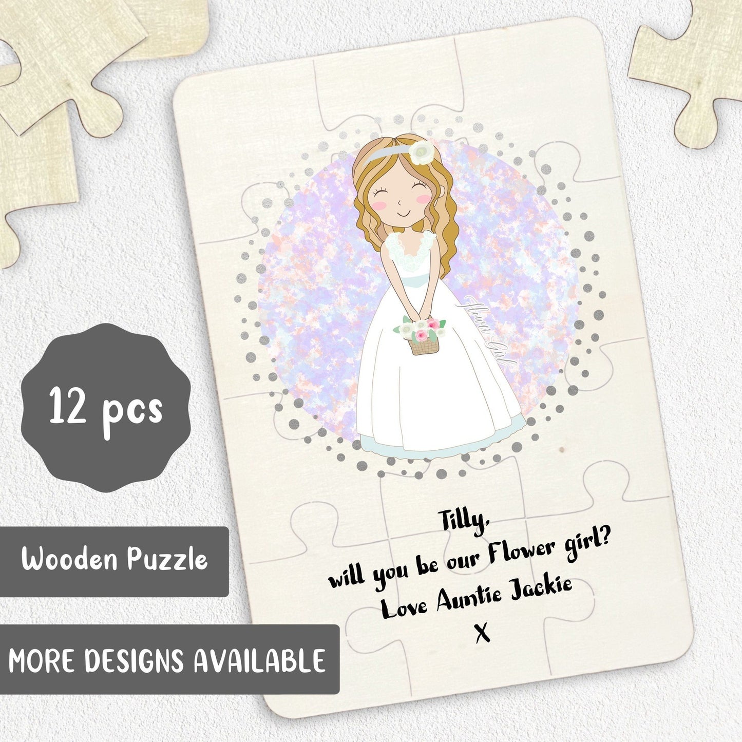 Will you be my Flower Girl? Wooden Jigsaw Puzzle