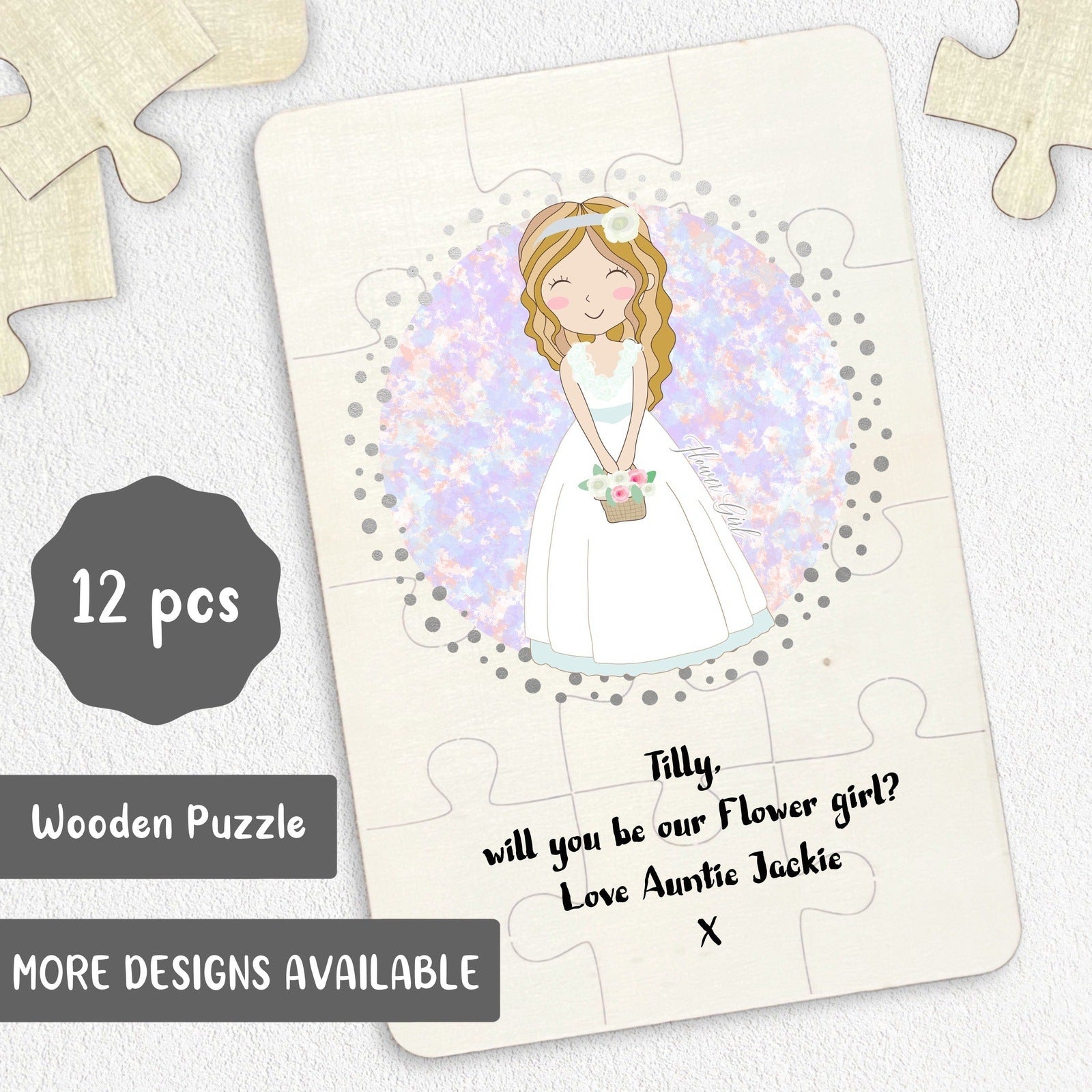 Will you be my Flower Girl? Wooden Jigsaw Puzzle