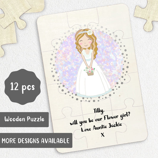 Will you be my Flower Girl? Wooden Jigsaw Puzzle
