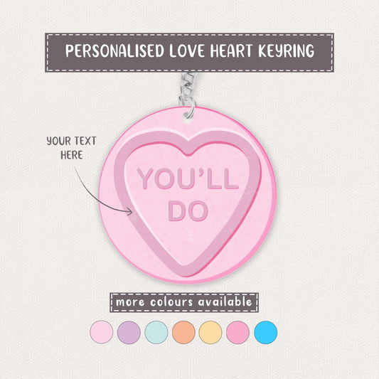 Personalised Love Heart Keyring