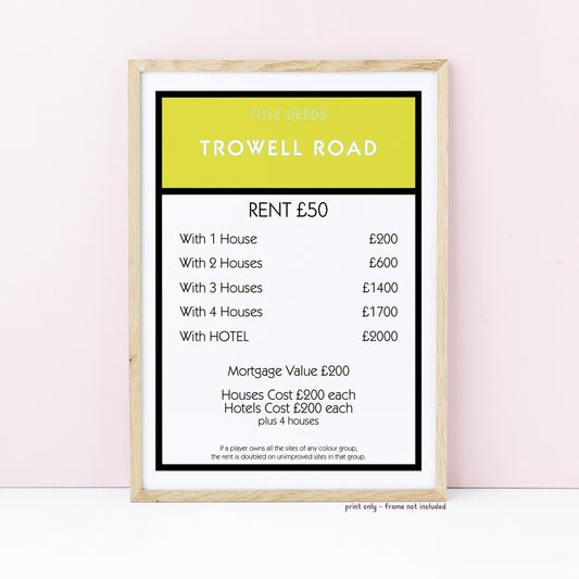 Personalised Monopoly Property Print