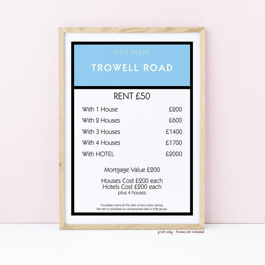 Personalised Monopoly Property Print