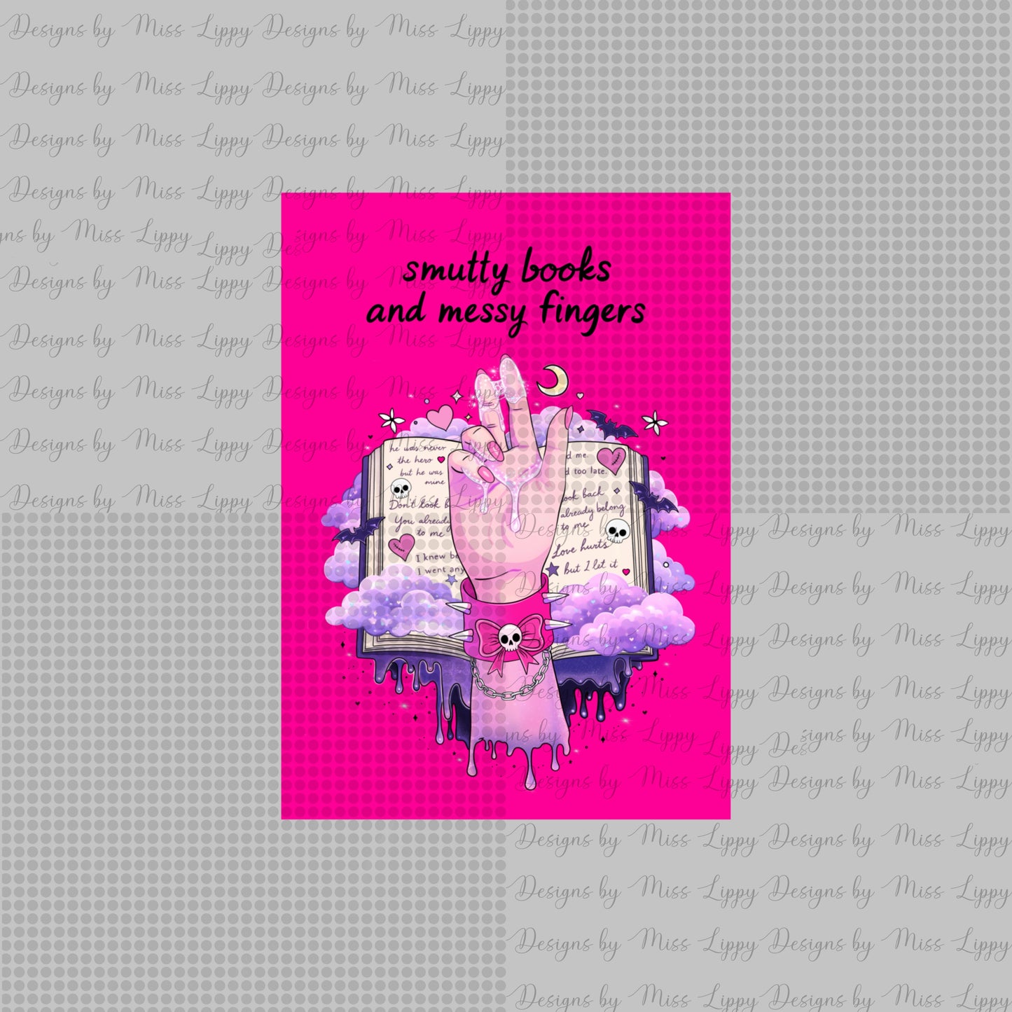Dark Romance Kindle Insert - Messy Fingers (Pink)