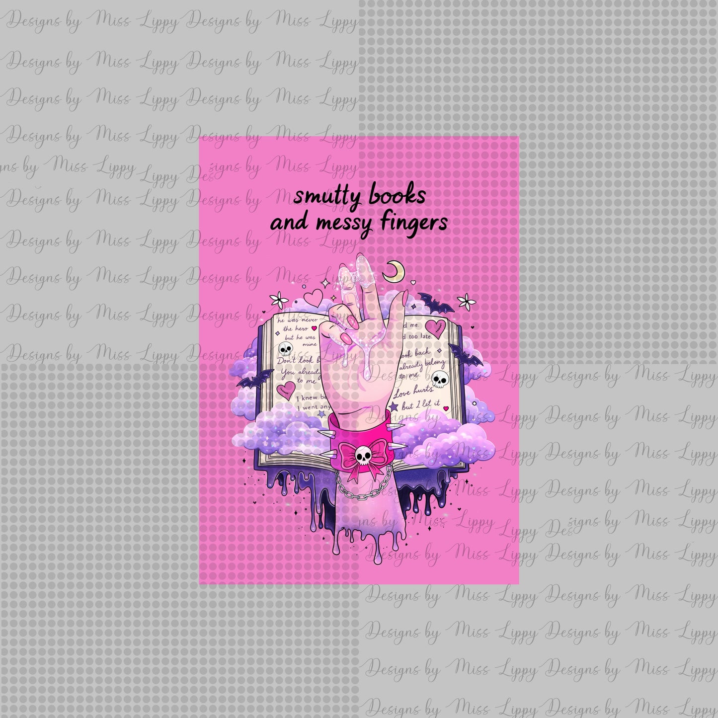 Dark Romance Kindle Insert - Messy Fingers (Light Pink)