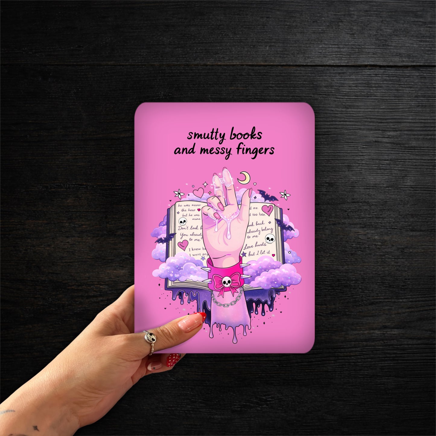 Dark Romance Kindle Insert - Messy Fingers (Light Pink)