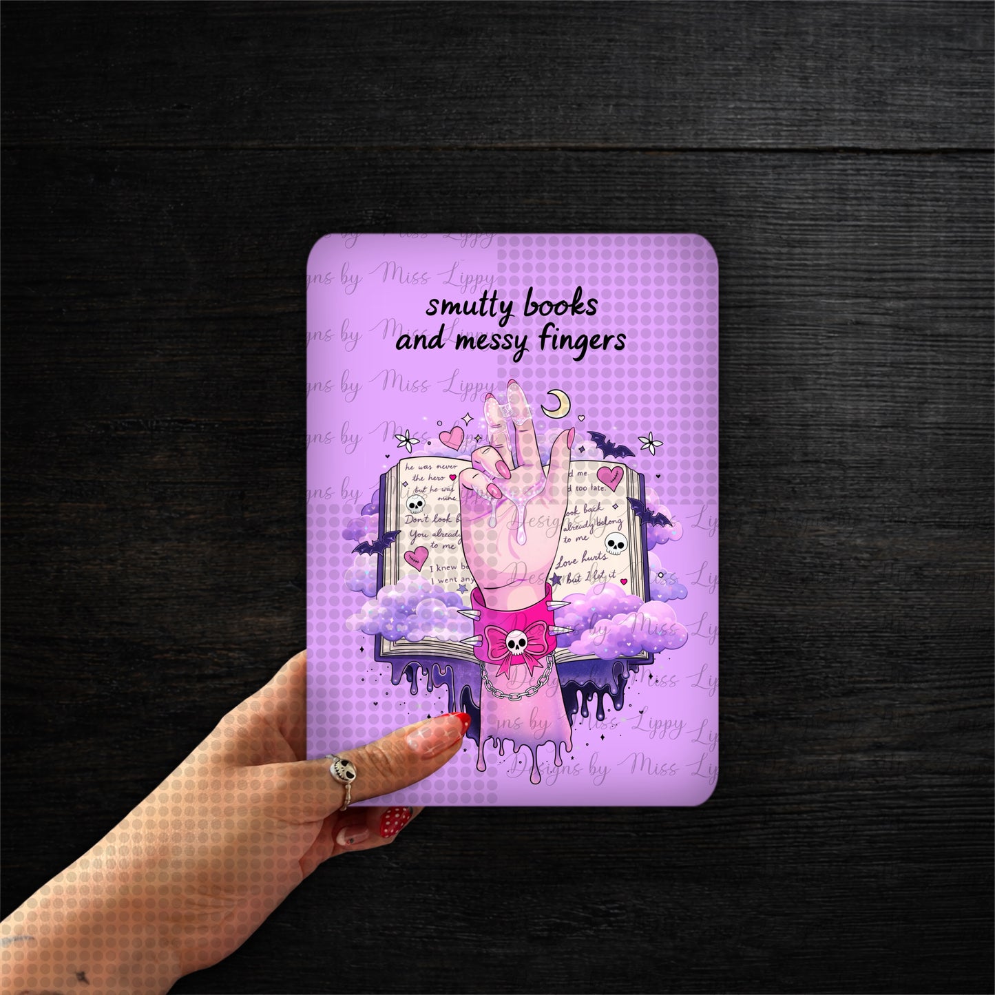 Dark Romance Kindle Insert - Messy Fingers (Lilac)
