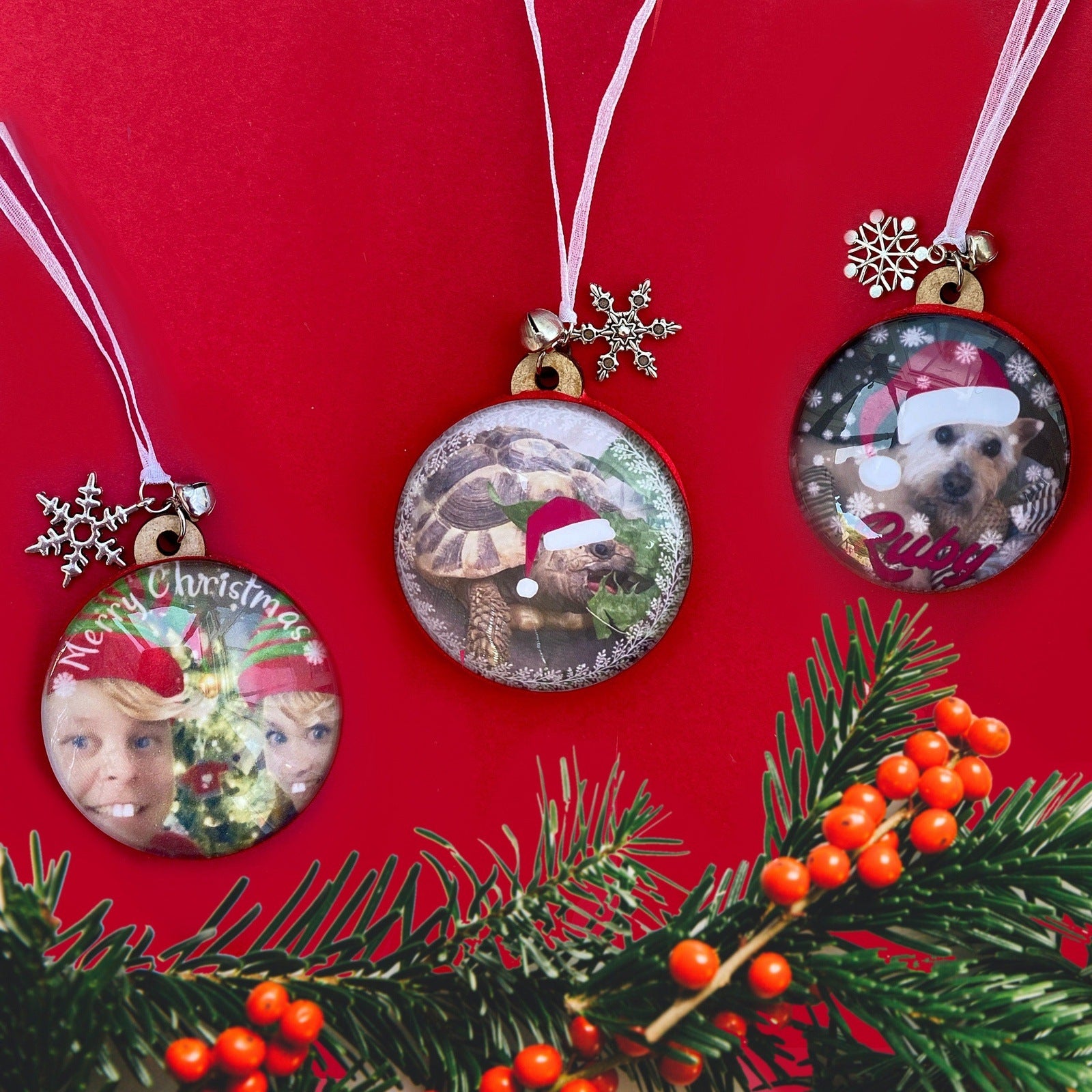 Personalised Glass Photo Christmas Bauble