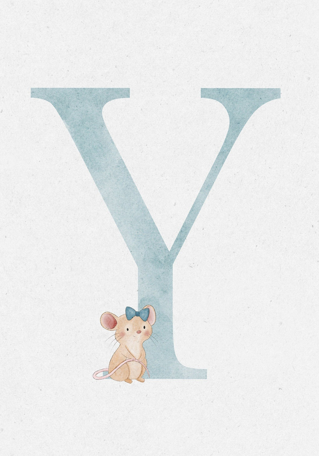 Personalised Mouse Watercolour Initial Print